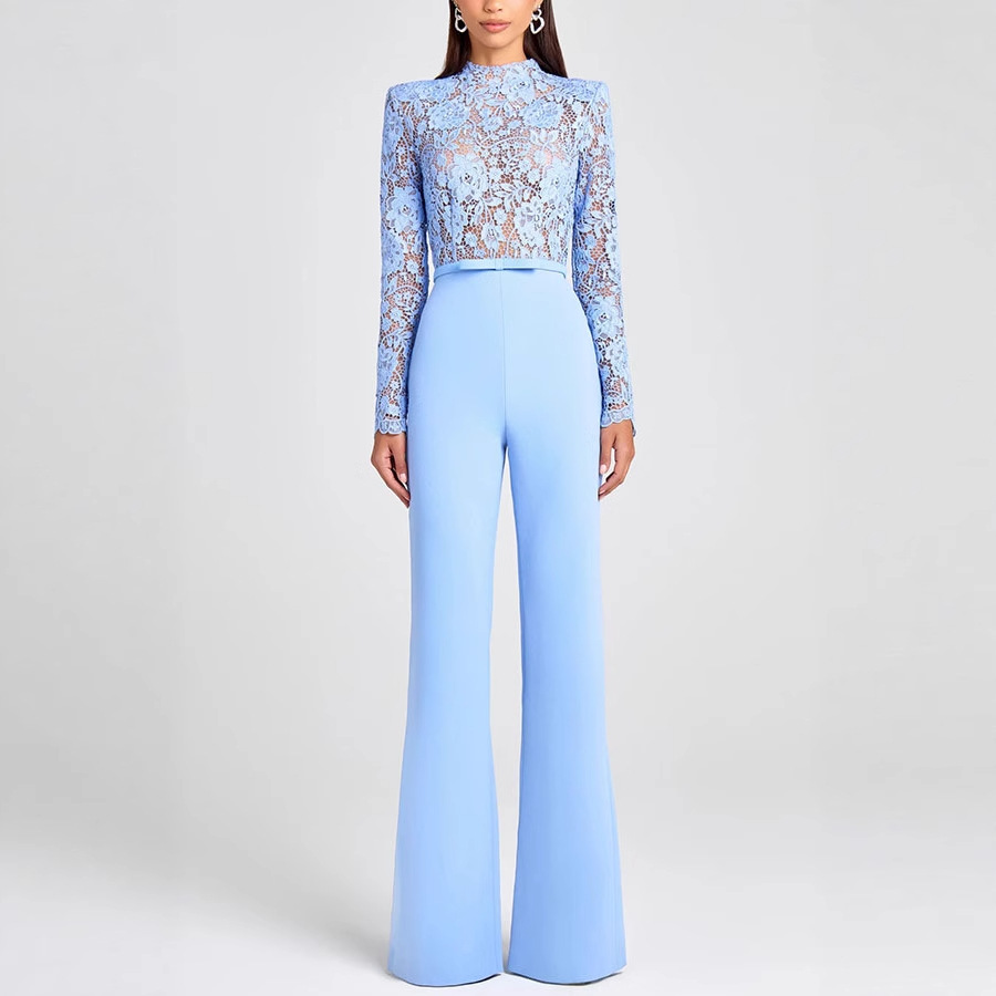Women’s Elegant Lace Long Sleeve Jumpsuit - Image 3