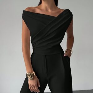 One Shoulder Sleeveless Crop Top