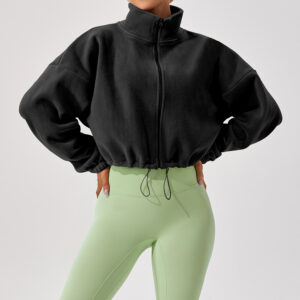 Brown Cropped Fleece Jacket