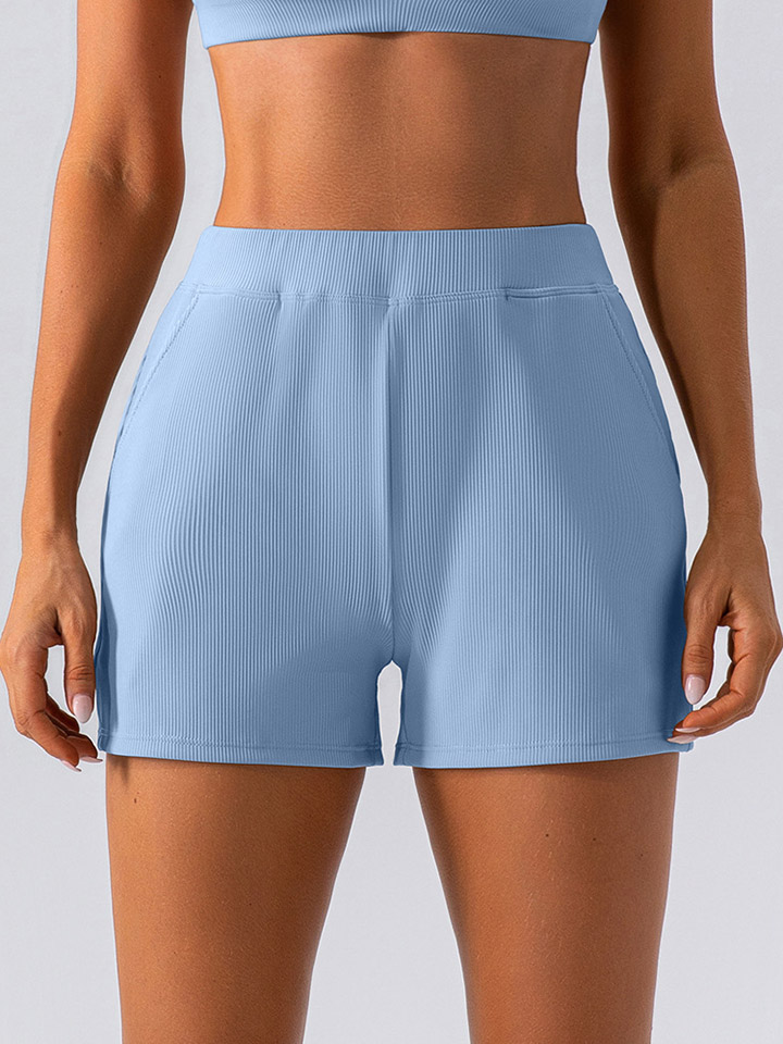High-Waist Ribbed Active Shorts - Image 2