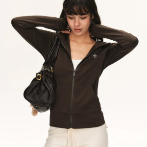 Slim Fit Full-Zip Hoodie Cropped Activewear Jacket